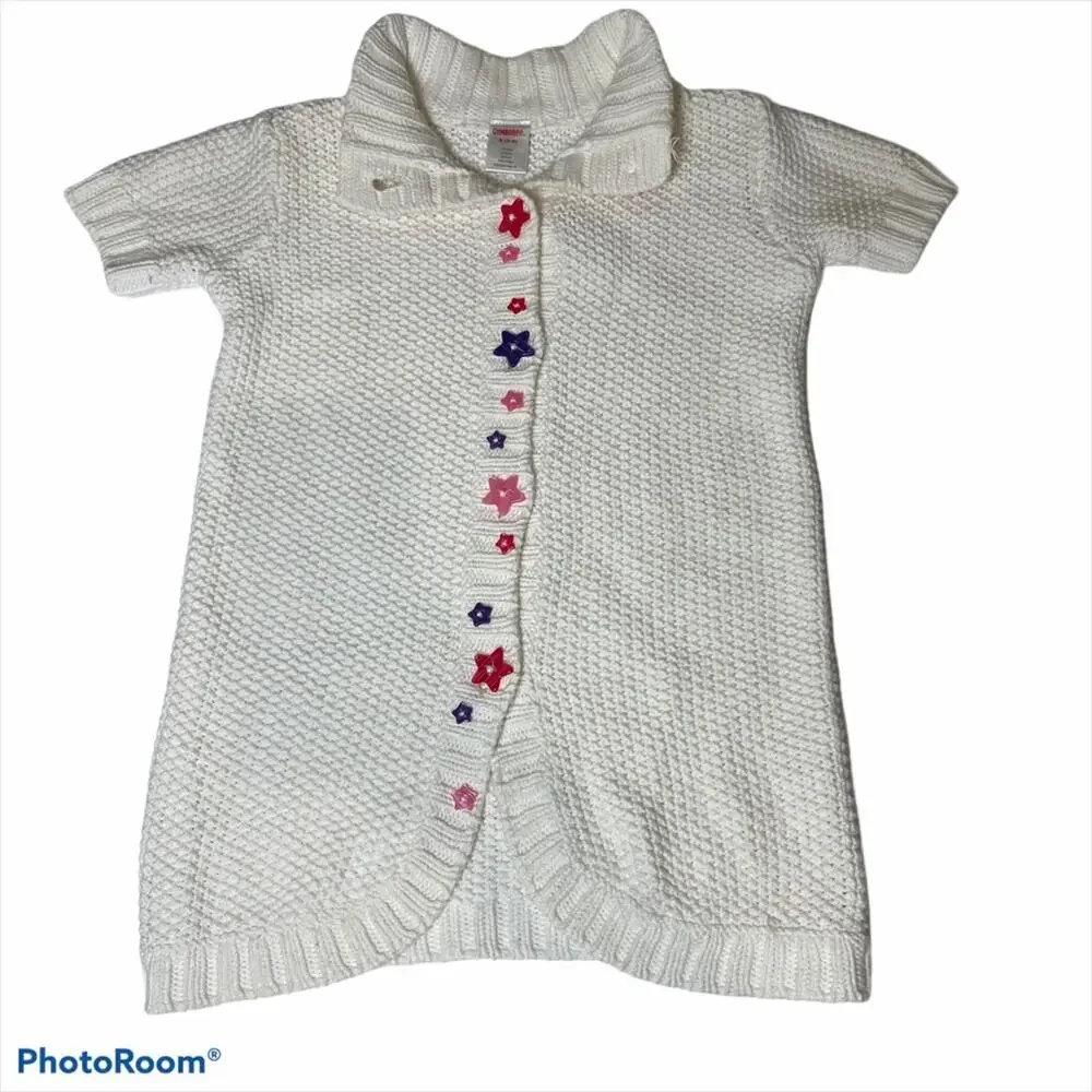 GYMBOREE SWEATER Crochet SHIFT DRESS Star button S